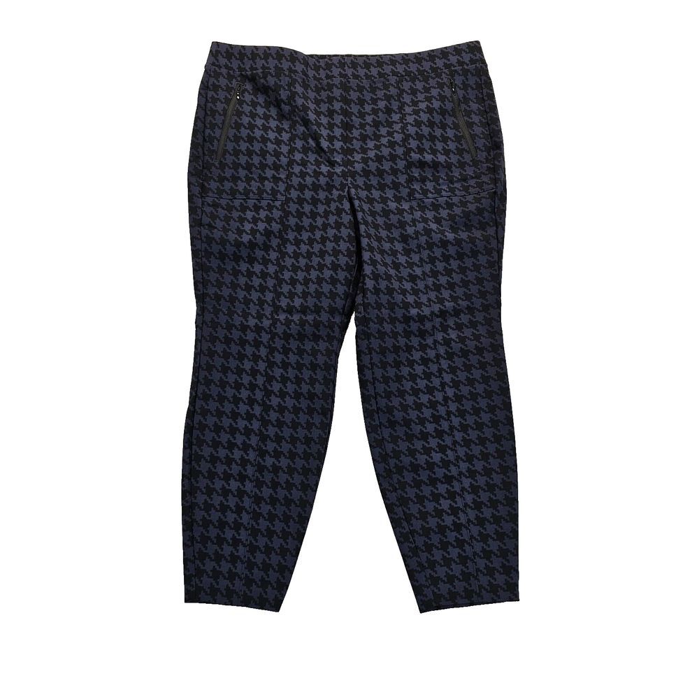 NWT Lane Bryant On-The-Go Ankle Pants Mid Rise Houndstooth Purple Black Size 20